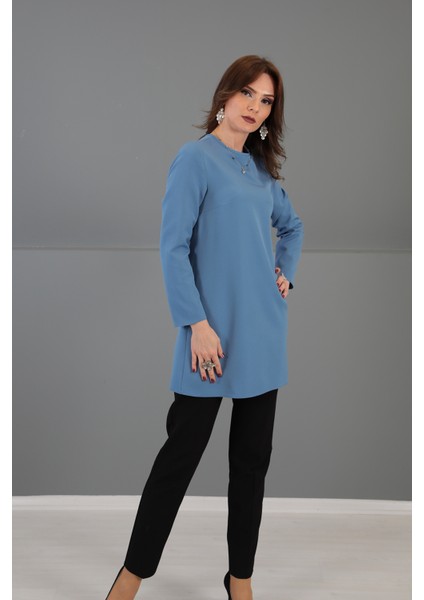 Sıfır Yaka Uzun Kol Bluz-Deniz modelleri