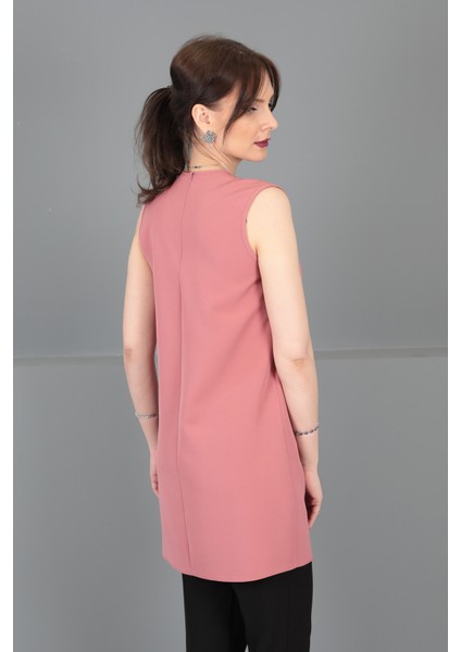 Sıfır Yaka Kolsuz Bluz- Gül Kurusu fırsatları