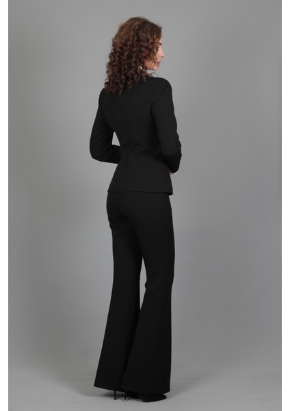 Garnili Ceket & İspanyol Paça Pantolon Takım-Siyah indirimleri