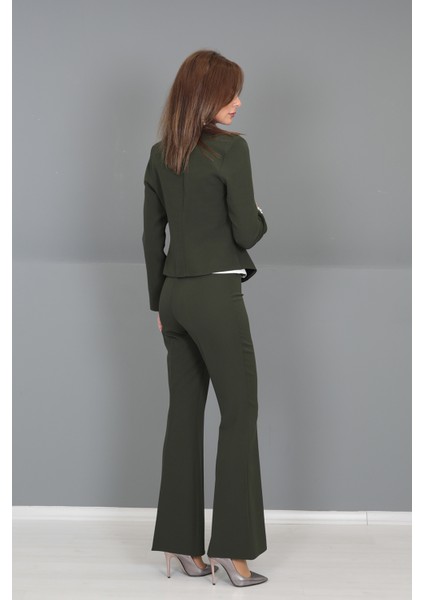 Mini Ceket & Ispanyol Paça Pantolon Takım-Haki indirimleri