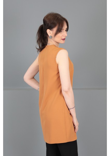 Sıfır Yaka Kolsuz Bluz-Taba fırsatları