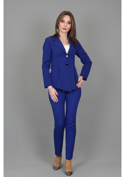 Erkek Yaka Önleri Pileli Ceket & Dar Paça Pantolon Takım-Saks modelleri
