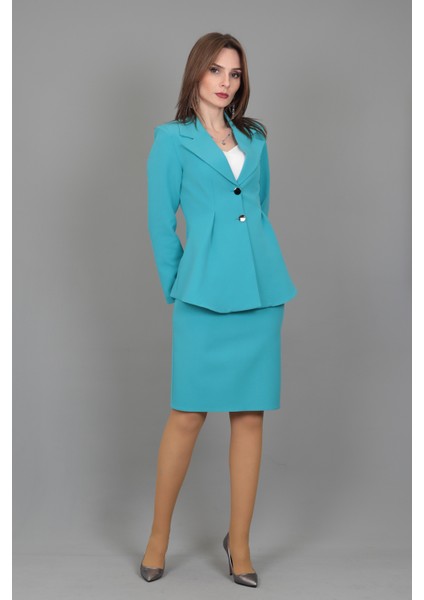 Yonca Ceket & Kalem Etek Takım-Turkuaz fiyatları