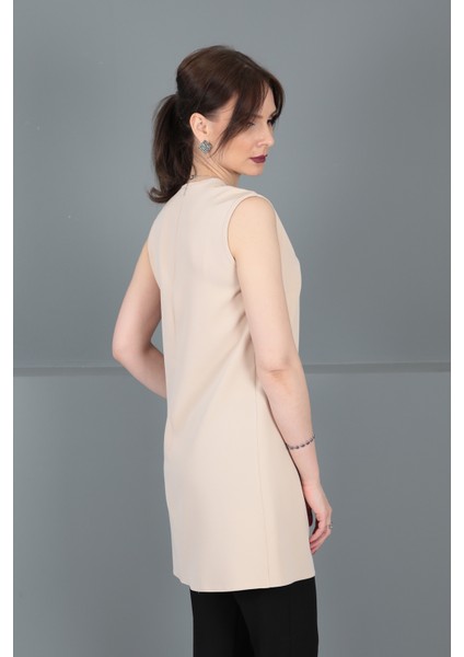 Sıfır Yaka Kolsuz Bluz-Vizon fırsatları