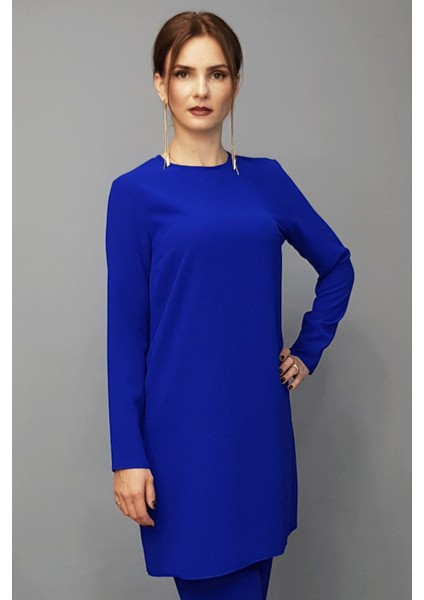 Sıfır Yaka Uzun Kol Bluz- Saks modelleri