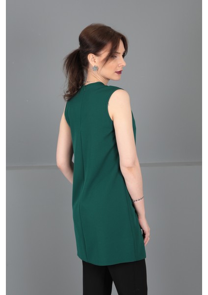 Sıfır Yaka Kolsuz Bluz-Zümrüt fırsatları