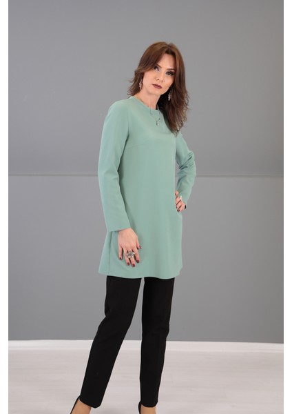 Sıfır Yaka Uzun Kol Bluz-Çağla modelleri