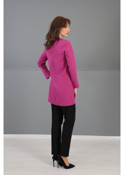 Sıfır Yaka Uzun Kol Bluz-Fuşya fırsatları
