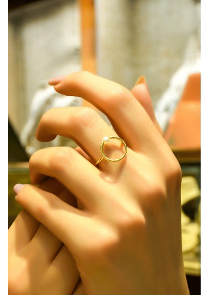 Incili Halka Yüzük 14 Ayar ATS8023