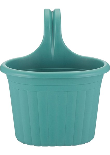 3 Litre Yeşil Askılı Balkon Saksısı Dekoratif Plastik Saksı Tombik No1