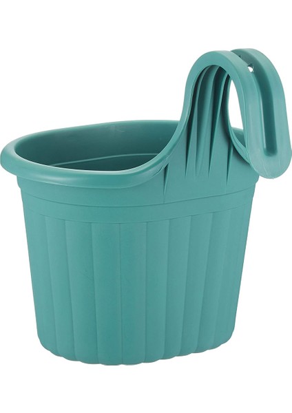 3 Litre Yeşil Askılı Balkon Saksısı Dekoratif Plastik Saksı Tombik No1