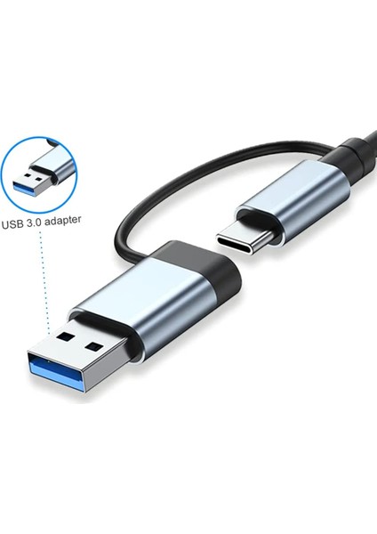 Alüminyum USB Hub 7 In 1 USB / Type-C To USB A USB C USB 2.0 / 3.0 Çevirici Adaptör Çok Portlu Tak Çalıştır USB Çevirici