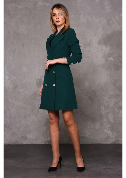 Erkek Yaka Kuruvaze Uzun Kol Elbise-Zümrüt fiyatları