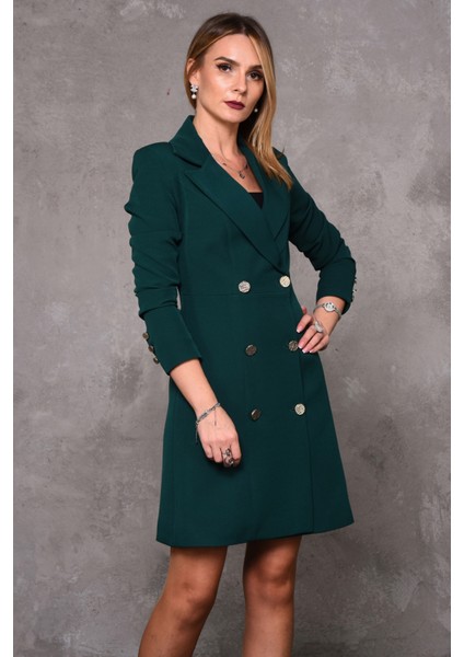 Erkek Yaka Kuruvaze Uzun Kol Elbise-Zümrüt modelleri