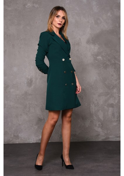 Erkek Yaka Kuruvaze Uzun Kol Elbise-Zümrüt fırsatları