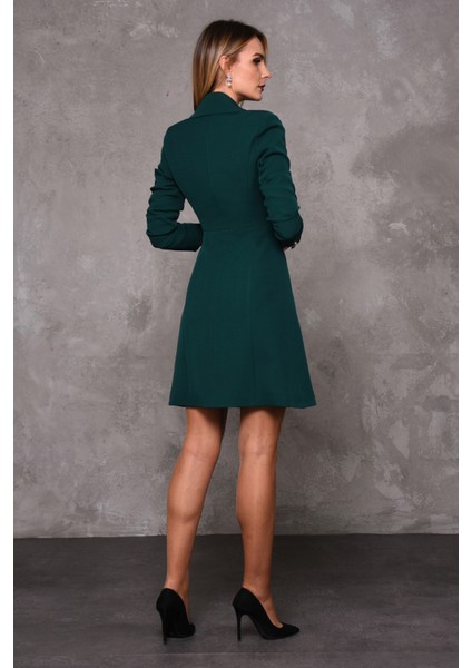 Erkek Yaka Kuruvaze Uzun Kol Elbise-Zümrüt indirimleri