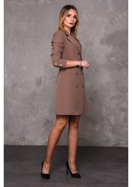 Erkek Yaka Kuruvaze Uzun Kol Elbise-Kahve fiyatları