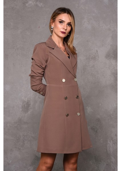 Erkek Yaka Kuruvaze Uzun Kol Elbise-Kahve modelleri