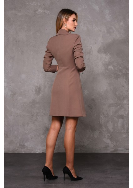 Erkek Yaka Kuruvaze Uzun Kol Elbise-Kahve indirimleri