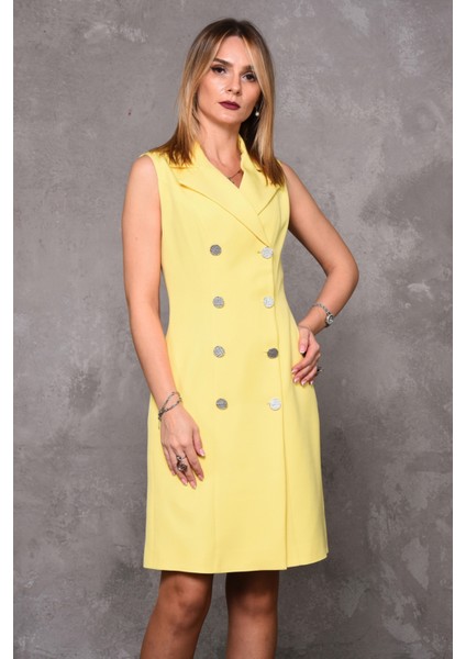 Erkek Yaka Kuruvaze Elbise-Sarı fiyatları