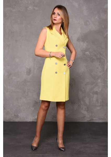 Erkek Yaka Kuruvaze Elbise-Sarı modelleri