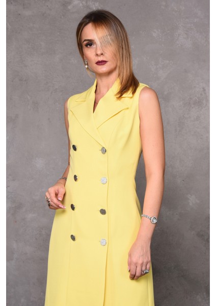 Erkek Yaka Kuruvaze Elbise-Sarı fırsatları