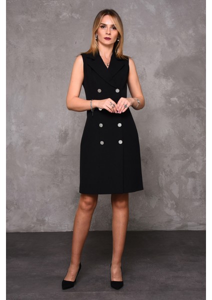 Erkek Yaka Kuruvaze Elbise-Siyah fiyatları