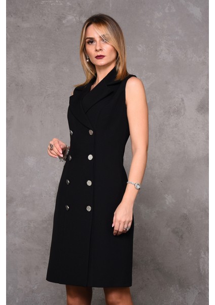 Erkek Yaka Kuruvaze Elbise-Siyah modelleri