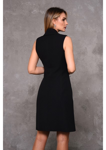 Erkek Yaka Kuruvaze Elbise-Siyah indirimleri