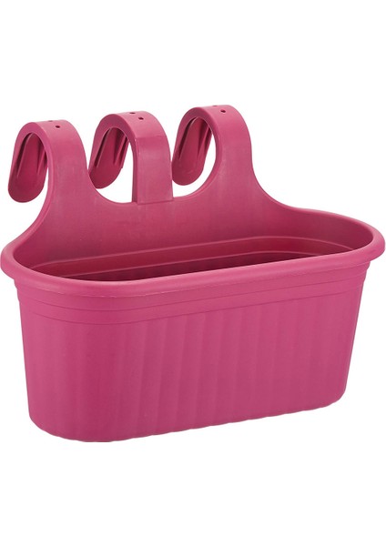 3 Adet 6,5 Litre Vişne Askılı Balkon Küpeşte Saksısı Seti Plastik Askı Saksı Set Tombik No2
