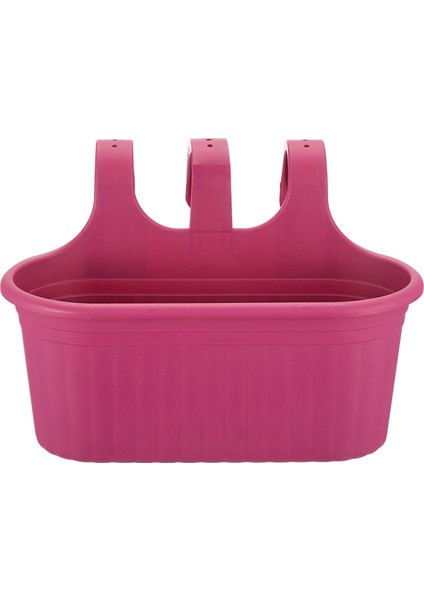 3 Adet 6,5 Litre Vişne Askılı Balkon Küpeşte Saksısı Seti Plastik Askı Saksı Set Tombik No2