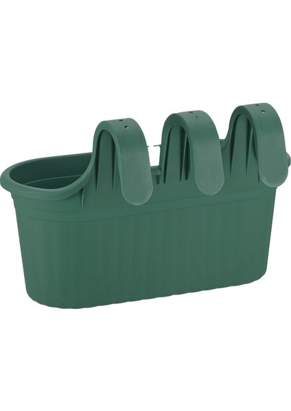 3 Adet 6,5 Litre Yeşil Askılı Balkon Küpeşte Saksısı Seti Plastik Askı Saksı Set Tombik No2