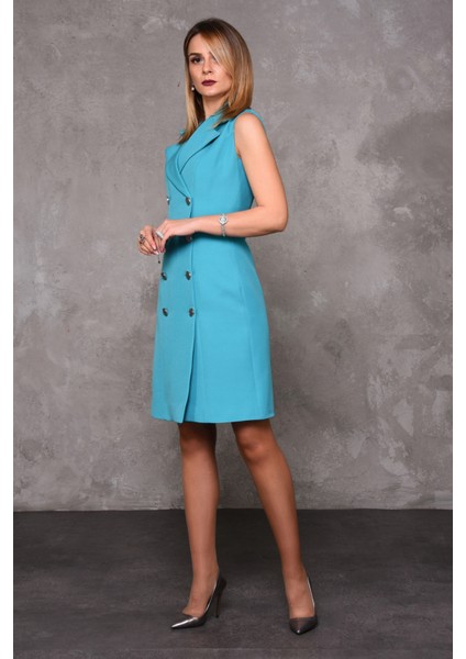 Erkek Yaka Kuruvaze Elbise-Turkuaz fiyatları