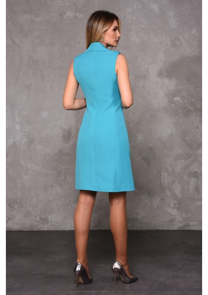 Erkek Yaka Kuruvaze Elbise-Turkuaz fırsatları
