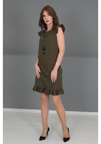 Fırfırlı Elbise-Haki fiyatları