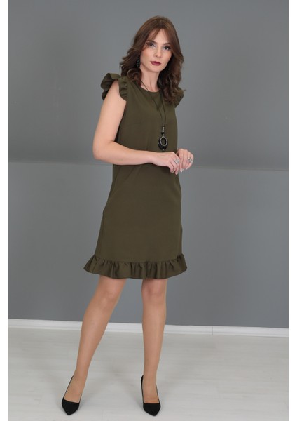 Fırfırlı Elbise-Haki modelleri