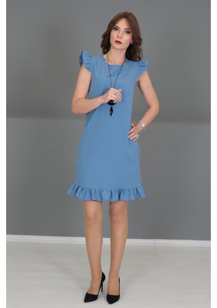 Fırfırlı Elbise-Deniz