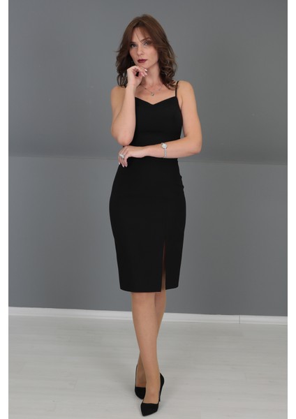 Askılı Elbise-Siyah