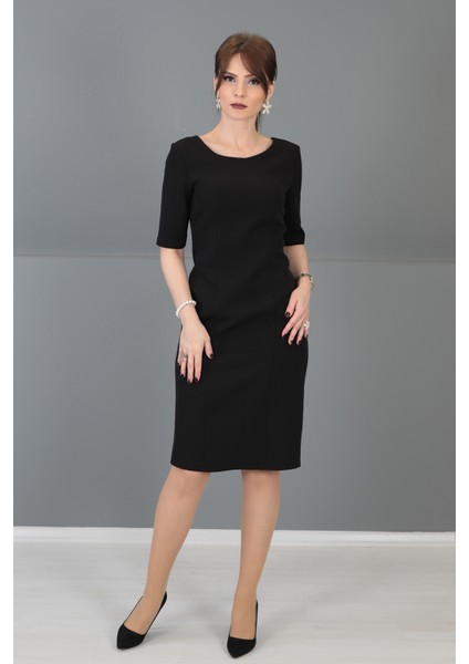 Kokteyl Kısa Kol Elbise-Siyah fırsatları