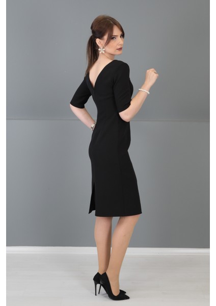 Kokteyl Kısa Kol Elbise-Siyah indirimleri
