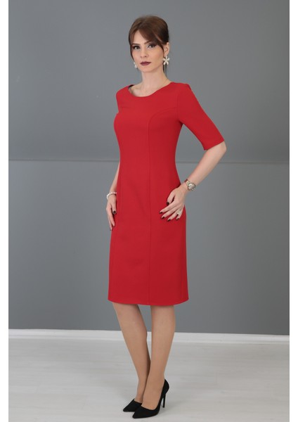 Kokteyl Kısa Kol Elbise-Kırmızı modelleri