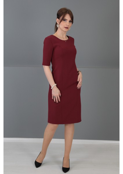 Kokteyl Kısa Kol Elbise-Bordo modelleri