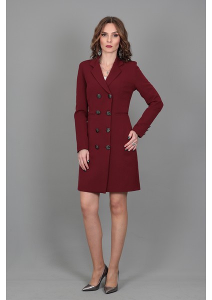 Blazer Elbise Ceket-Bordo