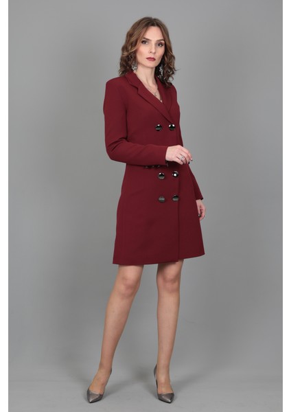 Blazer Elbise Ceket-Bordo