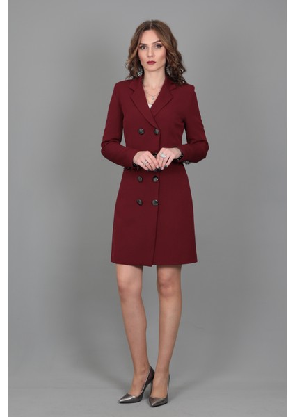 Blazer Elbise Ceket-Bordo