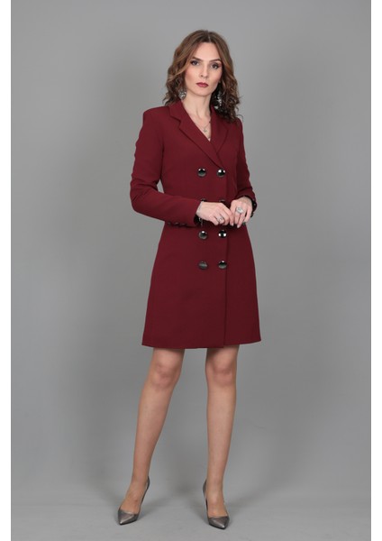 Blazer Elbise Ceket-Bordo