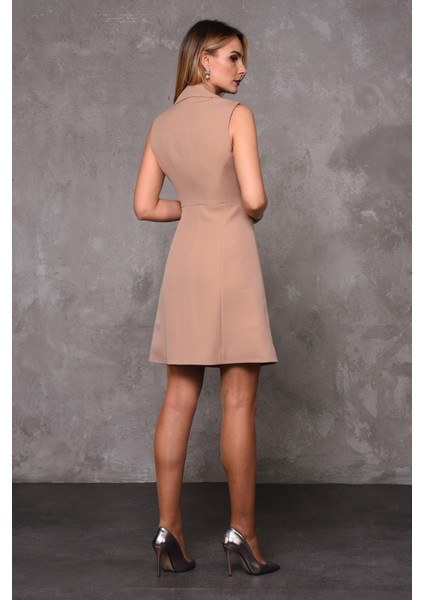 Erkek Yaka Belden Kesik Kuruvaze Elbise-Taş modelleri