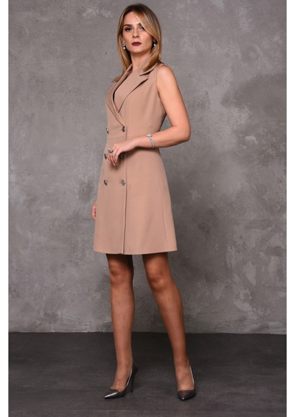 Erkek Yaka Belden Kesik Kuruvaze Elbise-Taş indirimleri