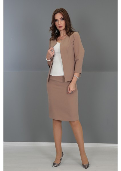 Düz Dar Etek-Karamel