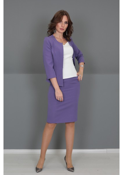 Düz Dar Etek-Lila